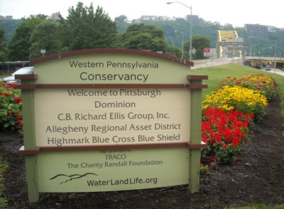 The sign at the Point garden, Downtown Pittsburgh
