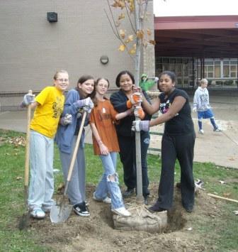South Brook School student planting, October 28, 2009